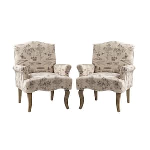 Benedict Grey Armchair with Solid Wood Legs (Set of 2)