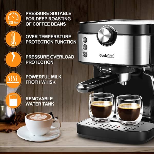 Espresso Machine 3.5 Bar 4 Cup Espresso Maker Cappuccino Machine with Steam Milk Frother and Stainless Mug