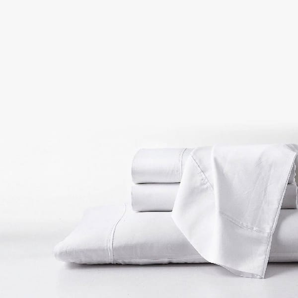 GHOSTBED 3-piece White Luxury Supima Cotton and Plant-based TENCEL Cooling Twin Sheet Set