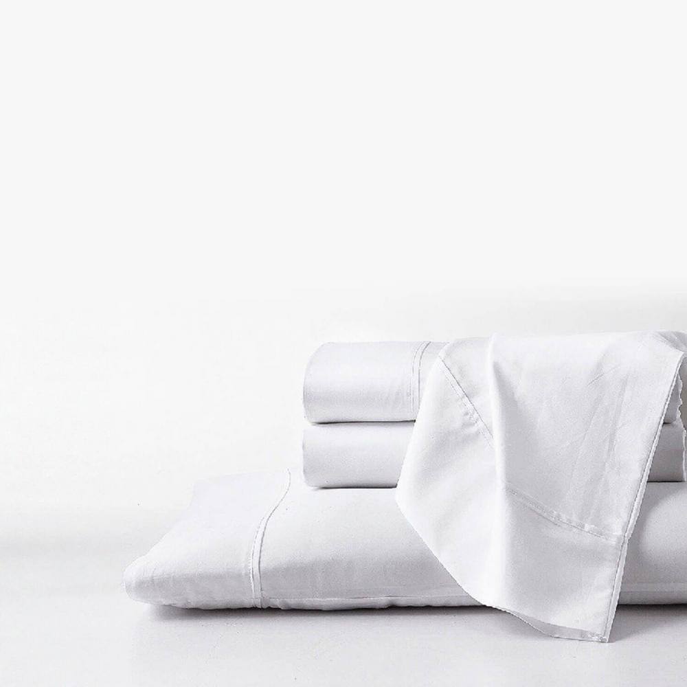 White Twin XL Cotton Percale Deep Pocket Sheet Set