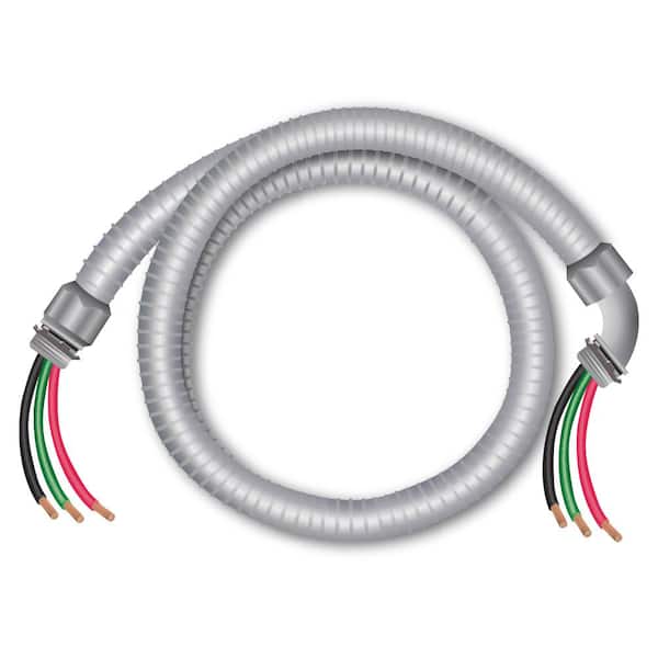 Southwire 1/2 in. x 4 ft. 10/3 Ultra-Whip Liquidtight Flexible Non-Metallic PVC Conduit Cable Whip