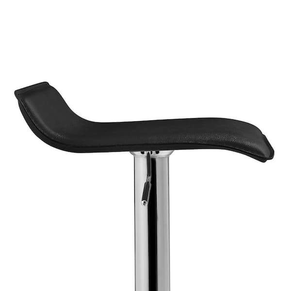 Set of 2 Barstools, Adjustable Swivel Bar Stools with PU Leather and Chrome Base, Pub Counter Chairs, Black