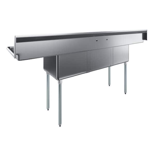AMGOOD 90 in. x 23.5 in. Stainless Steel 3-Compartment Sink with