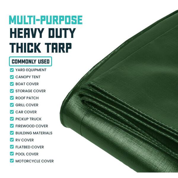 thumbnail image 2 of Tarp 10x12FT,16 Mil Heavy Duty Tarps,Waterproof Tarp With Grommets And Reinforced Edges,Tear & Fade & UV Resistant,Multipurpose Poly Tarpaulin For Pool,Car,Firewood,Boat(270GSM,Silver/Brown 2 of 13