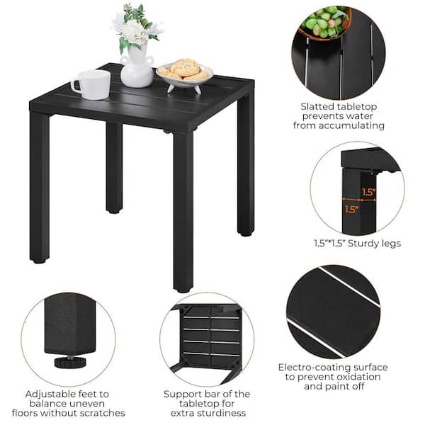 Yaheetech Outdoor Small Metal Square Side Table, Garden Coffee End