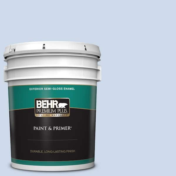 BEHR PREMIUM PLUS 5 gal. #M540-2 Angelic Blue Semi-Gloss Enamel Exterior Paint & Primer