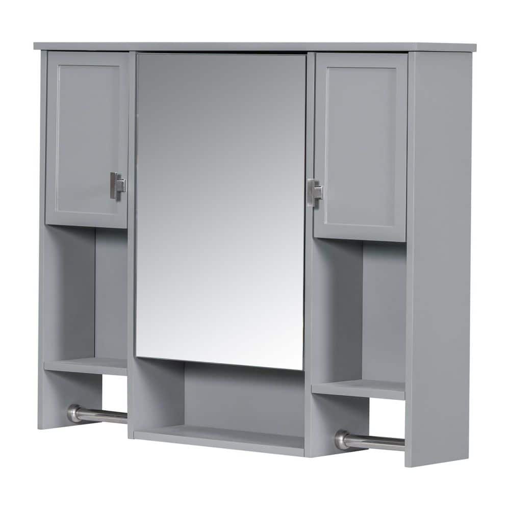35 in. W x 28.7 in. H Rectangular MDF Medicine Cabinet with Mirror Wall Mounted Bathroom Cabinet in Grey price history on PriceWatchPro