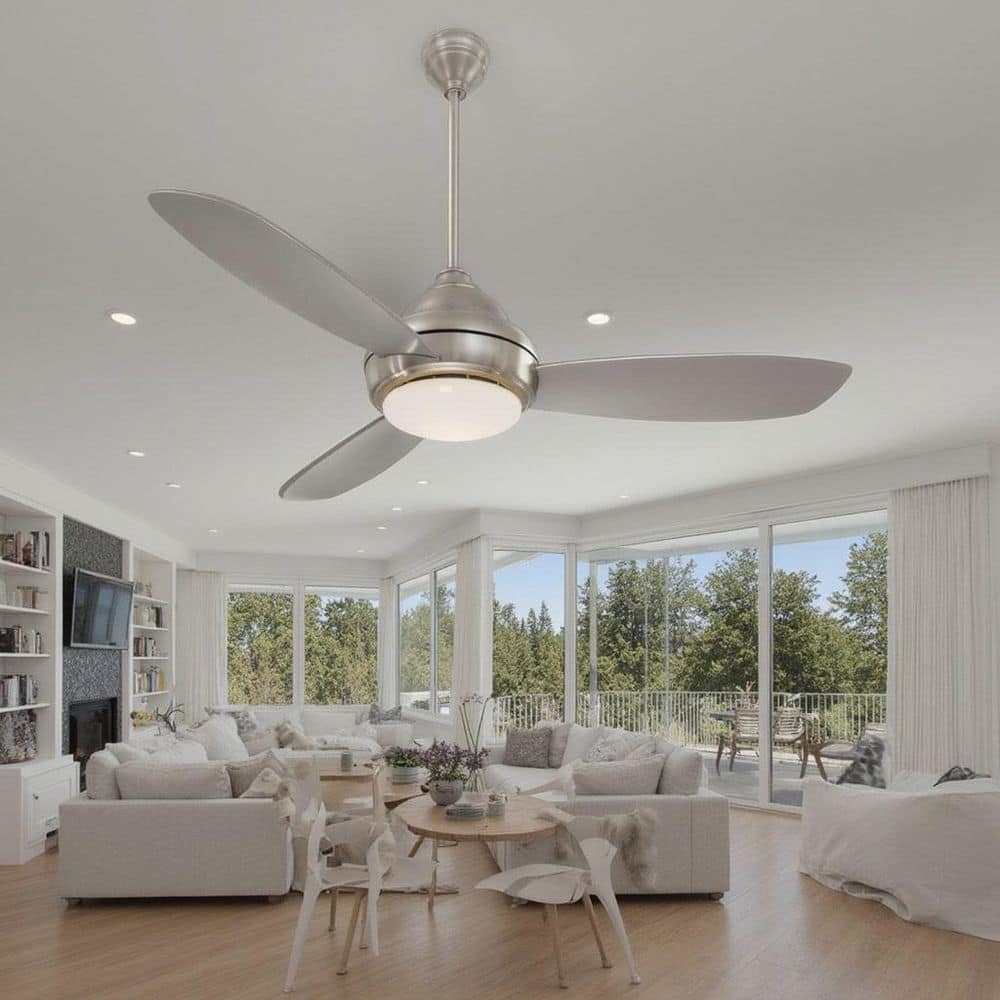 Brushed Nickel 52" Ceiling Fan with Silver Blades and LED Light