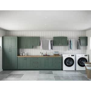 Greenwich Aspen Green Plywood Shaker Stock Ready to Assemble Kitchen-Laundry Cabinet Kit 24 in. x 84 in. x 216 in.