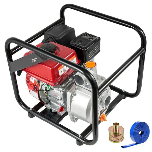 SKYSHALO Gasoline Powered Trash Pump, 2 in/50 mm, 7HP 132GPM 4-Stroke Gasoline Engine Water Transfer Pump with 25 ft. Outlet Hose