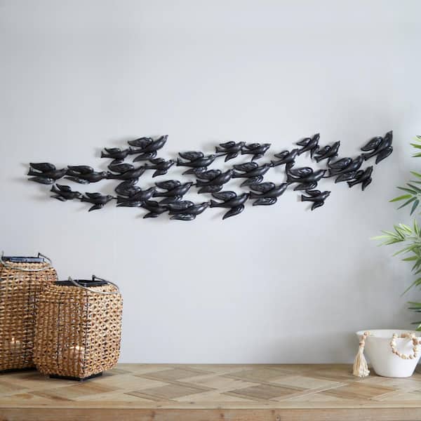 Litton Lane Metal Black Flying Flock Of Bird Wall Decor 55522 - The Home  Depot