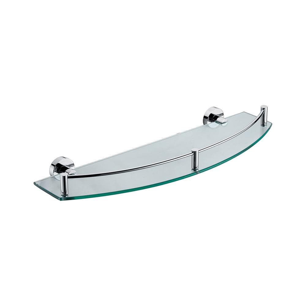 Polished Chrome and Glass Wall Mounted Shower Shelf
