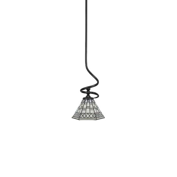Unbranded Royale 100 W 1-Light Matte Black Standard Mini Pendant Light with Glass Shade