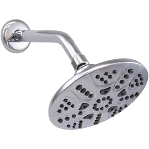 5-Spray Patterns with 1.8 GPM 6 in. Wall Mount Fixed Shower Head w/ 8 in. Shower Arm in Polished Chrome