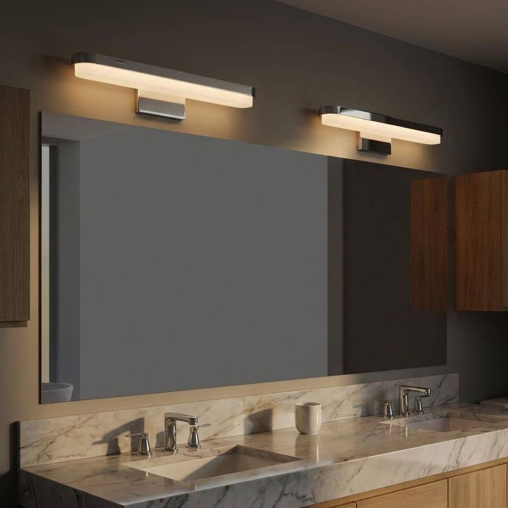 Ismay 18 in. W x 5 in. H 1-Light Chrome LED Bathroom Vanity Light with Matte Frosted Acrylic Panels price history on PriceWatchPro