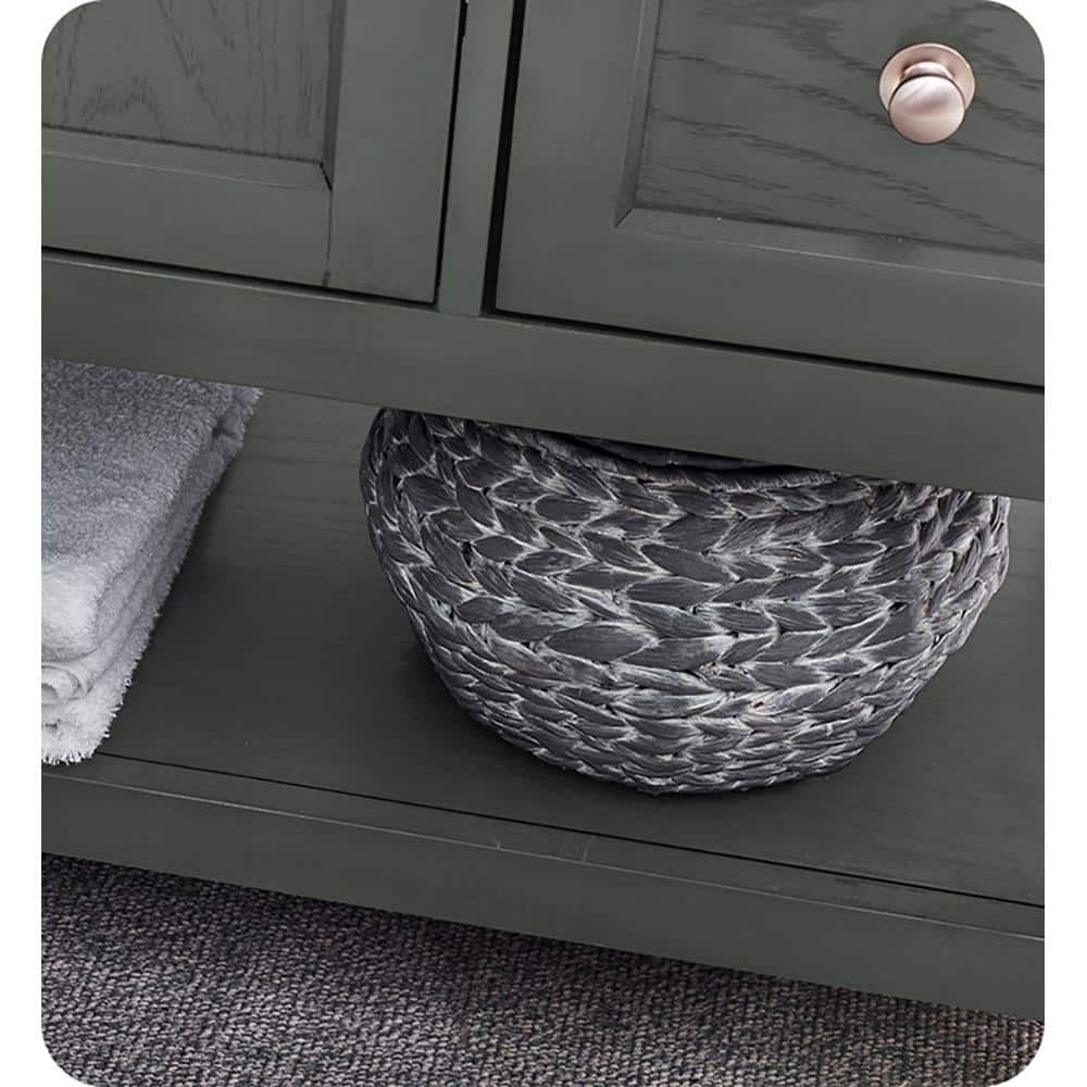 Gray Solid Wood and MDF Freestanding Double Sink Bathroom Vanity