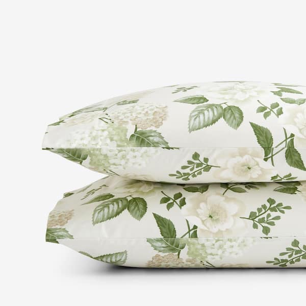The Company Store Legends Hotel Green Multi Blooming Flowers Wrinkle-Free Sateen King Pillowcase (Set of 2)