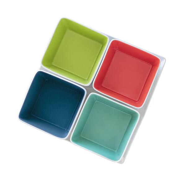 Over and Back Multicolor Stoneware 5 piece serveset 928323