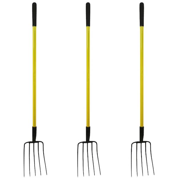 Nupla 54 in. Classic Fiberglass Heavy-Duty 5-Tine Garden Fork with Cushion Grip (3-Pack)