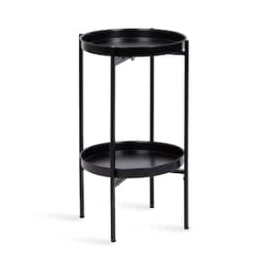 Deliah 15.25 in. Black Round Metal End Table