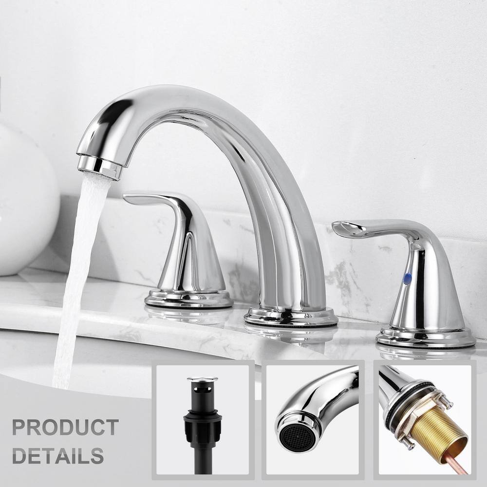 Polished Chrome 8-Inch Widespread Double Handle Bathroom Faucet