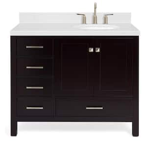 Cambridge 42.25 in. W x 22 in. D x 36 in. H Single Sink Freestanding Bath Vanity in Espresso with Carrara Quartz Top