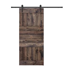 Mid Lite 42 in. x 84 in. Dark Brown Finished Pine Wood Sliding Barn Door with Hardware Kit (DIY)