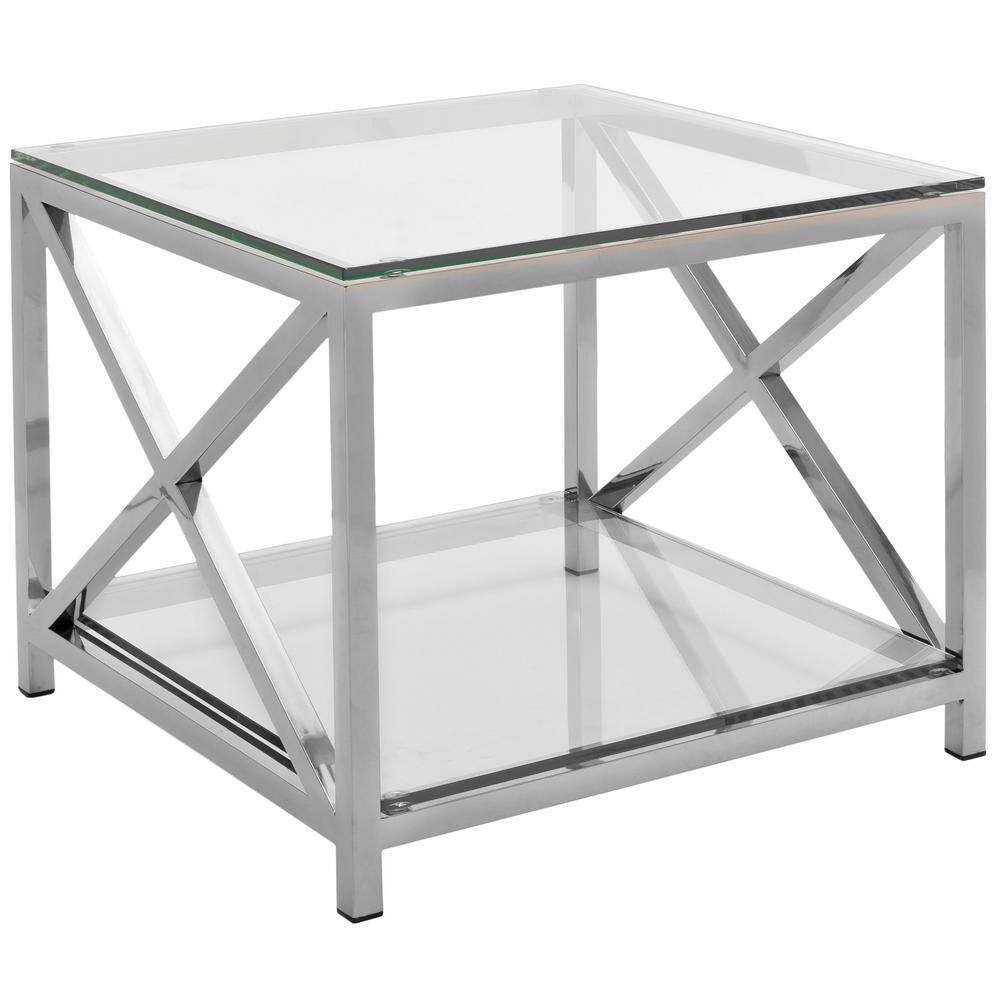 Hayward 24" Chrome and Glass Square End Table
