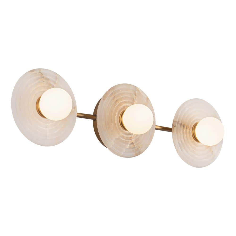 Dahlia 22" Brass and Alabaster 3-Light Vanity Fixture