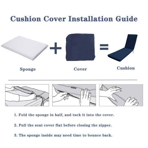 Navy Blue Foam Outdoor Chaise Lounge Cushion with Removable Cover
