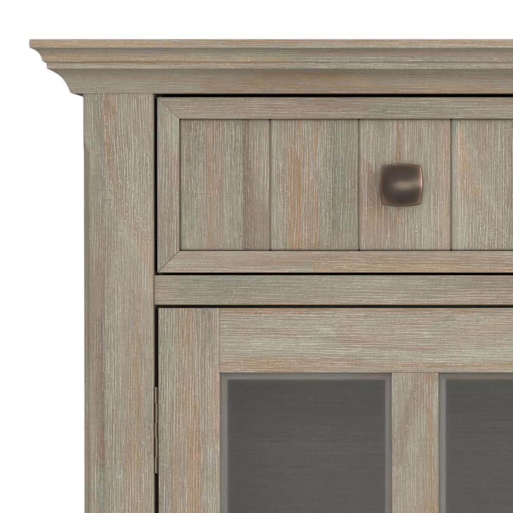 Distressed Grey Solid Wood Office Cabinet with Adjustable Shelving