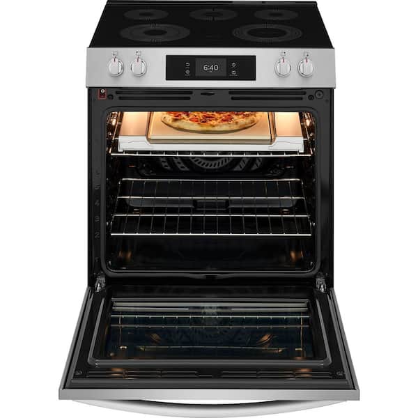 Gallery 30 in. 5 Element Slide-In Electric Range in Smudge-Proof Stainless Steel with Stone-Baked Pizza