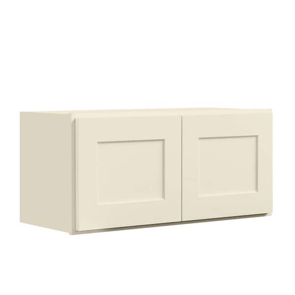 30 in. W x 12 in D x 15 in. H in. Antique White Plywood Ready to Assemble Kitchen Wall Cabinet with Doors and Shelves
