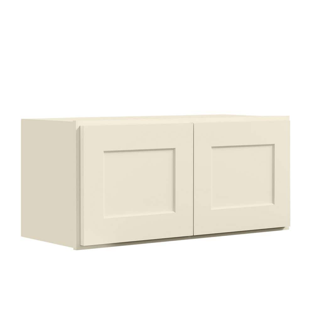 36 in. W x 12 in. D x 18 in. H Antique White Plywood Ready to Assemble Kitchen Wall Cabinet with Doors and Shelves price history on PriceWatchPro