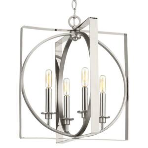 Inman Collection 4-Light Polished Nickel Pendant with Satin Nickel Accents