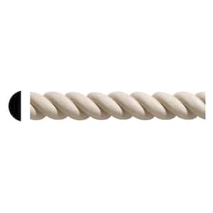 2002/2-4WHW .281 in. D X .687 in. W X 47.5 in. L Unfinished White Hardwood Rope Twist Chair Rail Moulding
