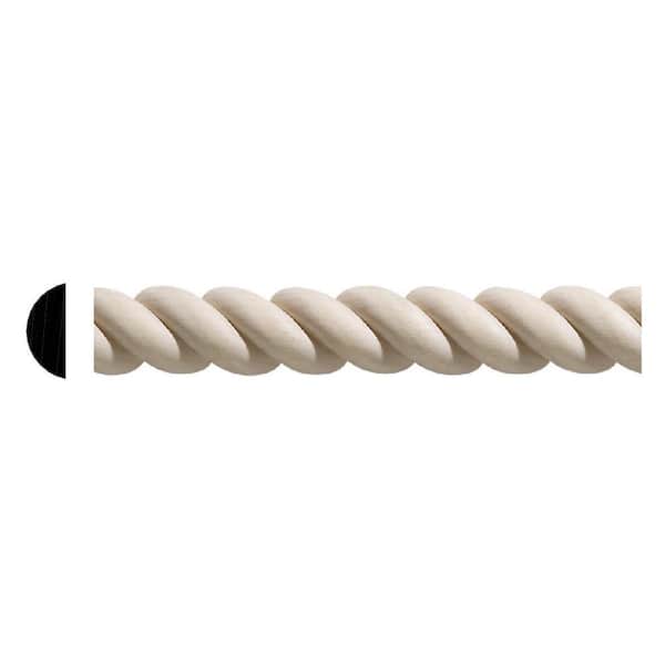 Ornamental Mouldings 2002/2-4WHW .281 in. D X .687 in. W X 47.5 in. L Unfinished White Hardwood Rope Twist Chair Rail Moulding