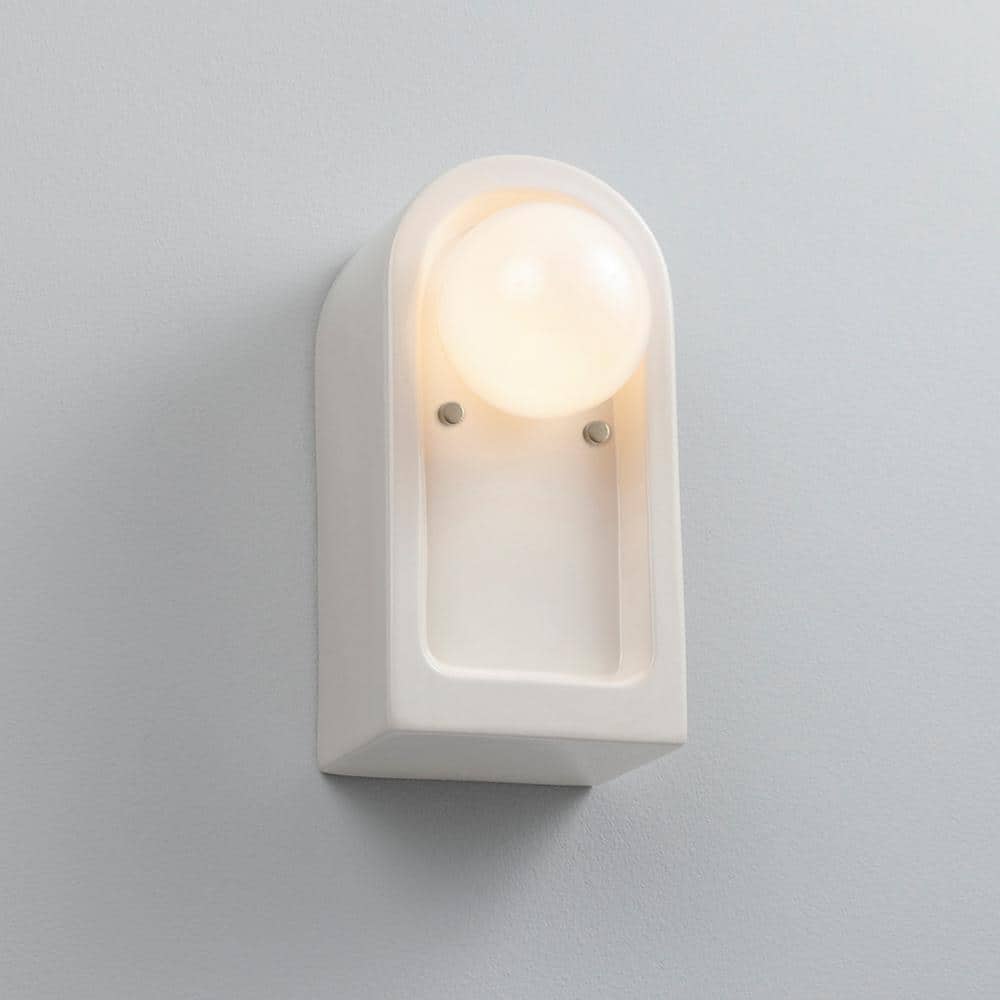 Arcade 9" High Gloss White Ceramic Dimmable Wall Sconce