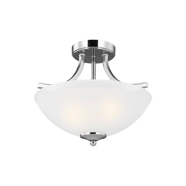 Generation Lighting Geary 13.88 in. 2-Light Chrome Semi-Flush Mount ...