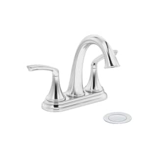 Elm 4 in. Centerset 2-Handle Bathroom Faucet with Push Pop Drain in Polished Chrome (1.0 GPM)
