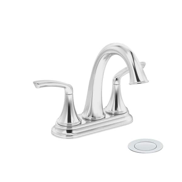 Symmons Elm 4 in. Centerset 2-Handle Bathroom Faucet with Push Pop Drain in Polished Chrome (1.0 GPM)