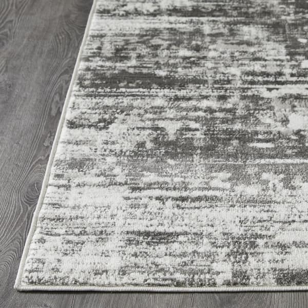 Rhane Akason Gray 2 ft. x 6 ft. 7 in. Abstract Polypropylene Runner Rug