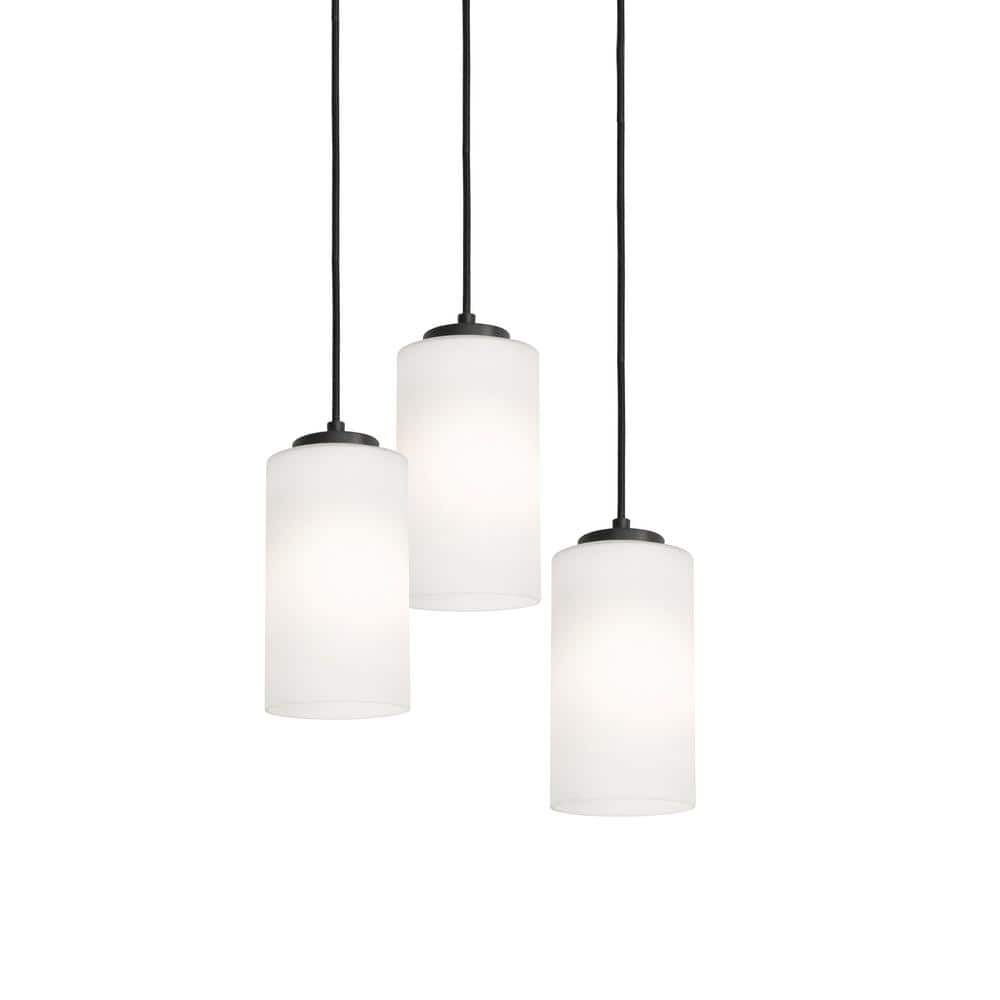 Leo 18" Black and Satin Nickel Glass Pendant Light