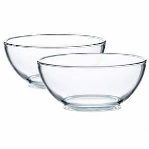 54 fl. oz. 8 in. Clear Tempered Glass Dessert Bowls, Microwave and Oven Safe Kitchen Serving Bowls for Snacks (Set of 2)