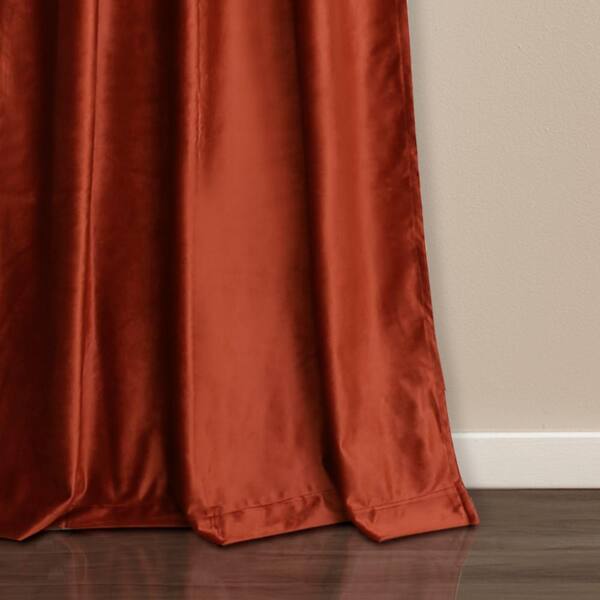 Lush Decor Rust Velvet Grommet Room Darkening Curtain 38 In W X 84 L Set Of 2 16t001874 The Home Depot Lush Decor Rust Velvet Grommet Room, Rust Red Curtains