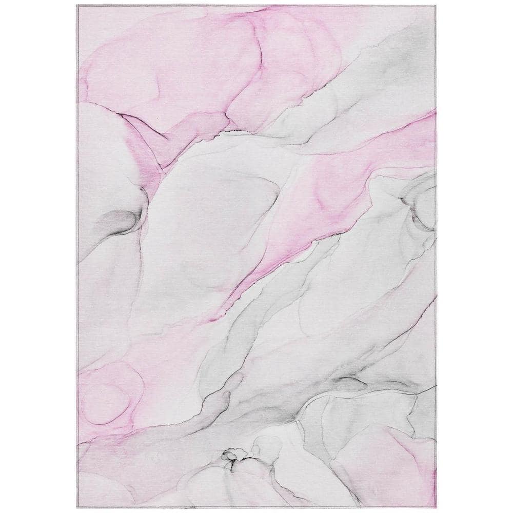 Gray and Pink 9 ft. x 12 ft. Woven Abstract Polyester Rectangle Indoor/Outdoor Area Rug price history on PriceWatchPro