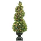 Northlight 5 ft. Potted 2-Tone Green Artificial Spiral Boxwood Topiary ...