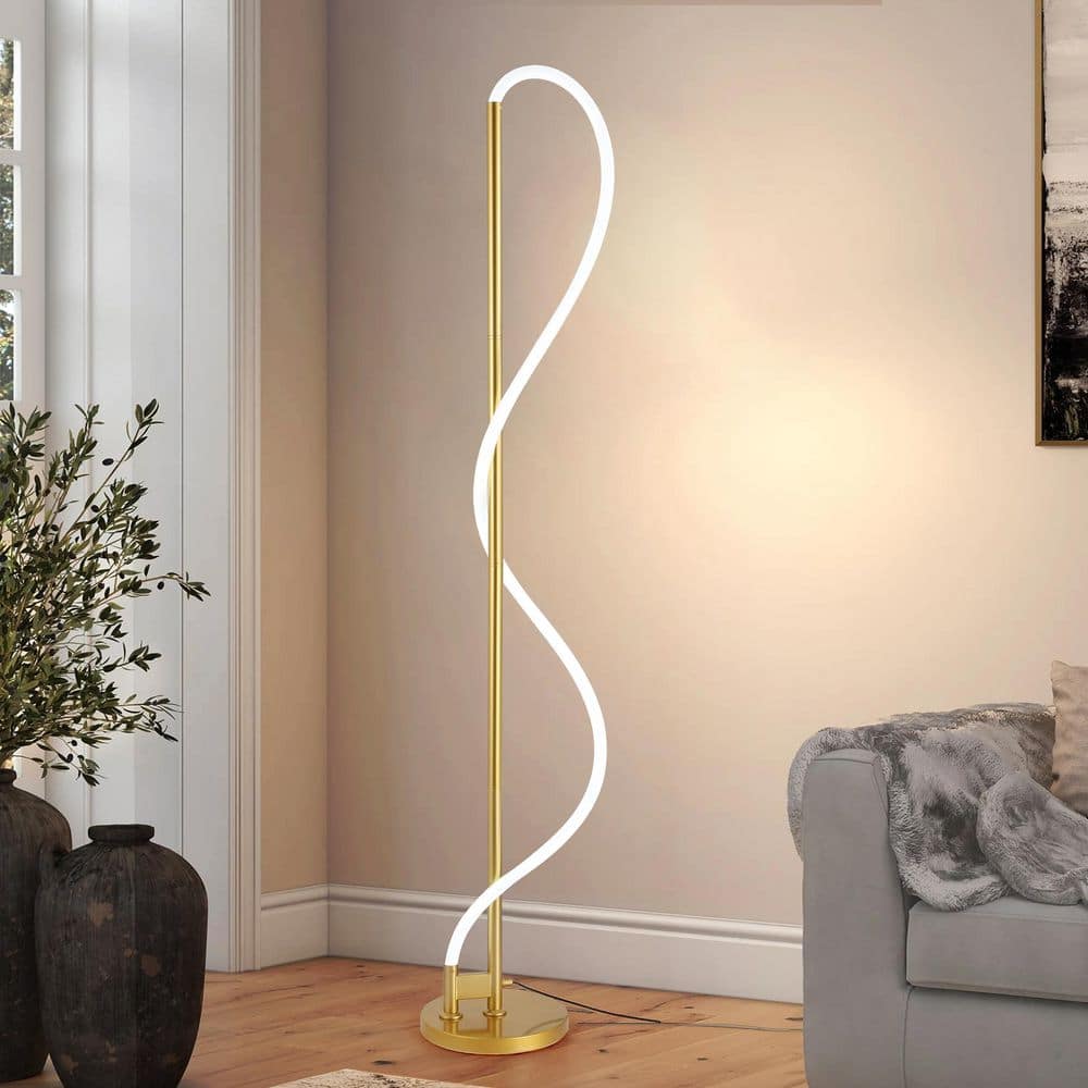 Modern 59 in. 1-Light Gold Dimmable LED Standard Floor Lamp for Living Room with Flexible DIY Modeling Ultra Bright price history on PriceWatchPro