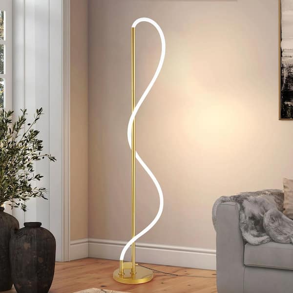 Modern 59 in. 1-Light Gold Dimmable LED Standard Floor Lamp for Living Room with Flexible DIY Modeling Ultra Bright