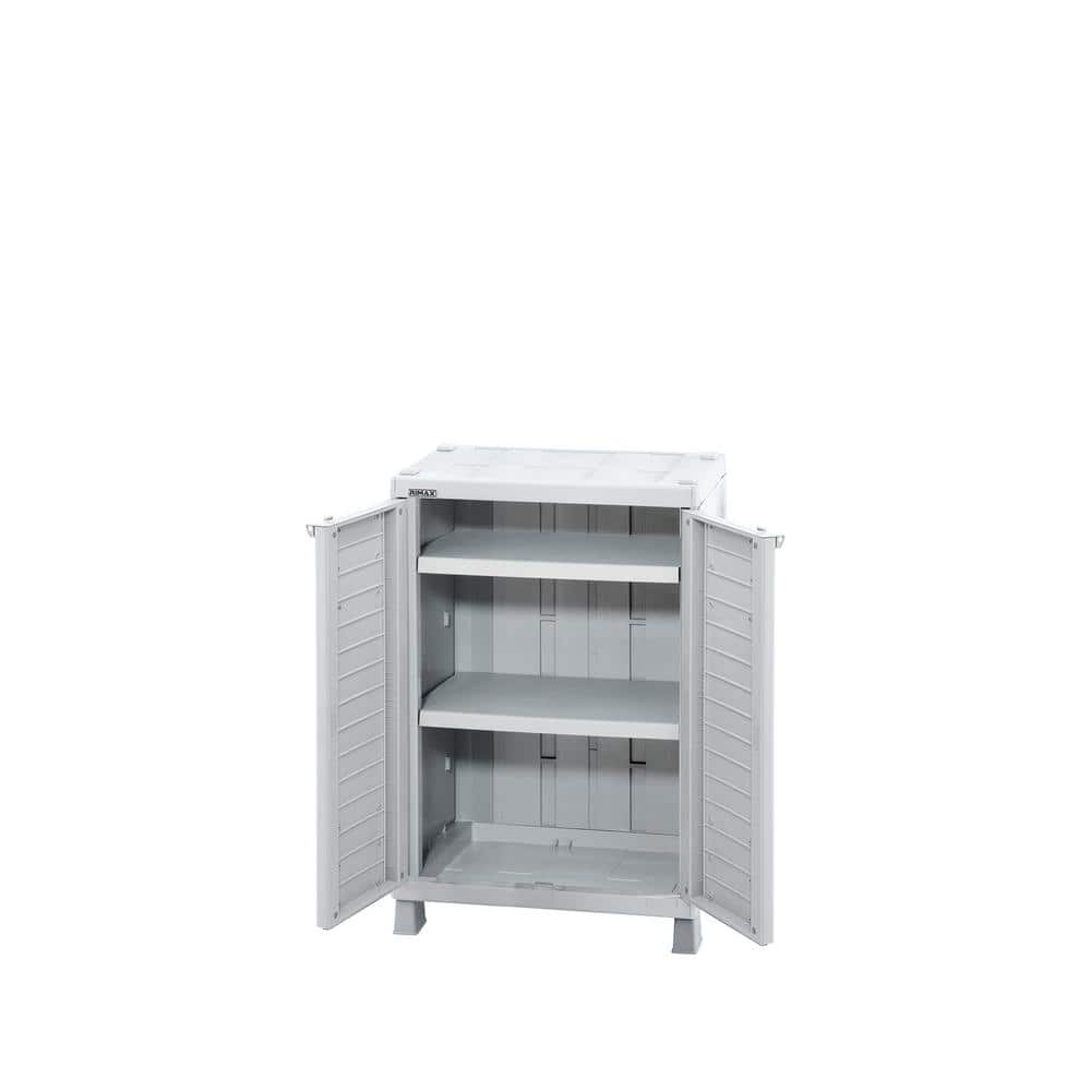 Light Gray Polypropylene Freestanding Office Storage Cabinet with Adjustable Shelves